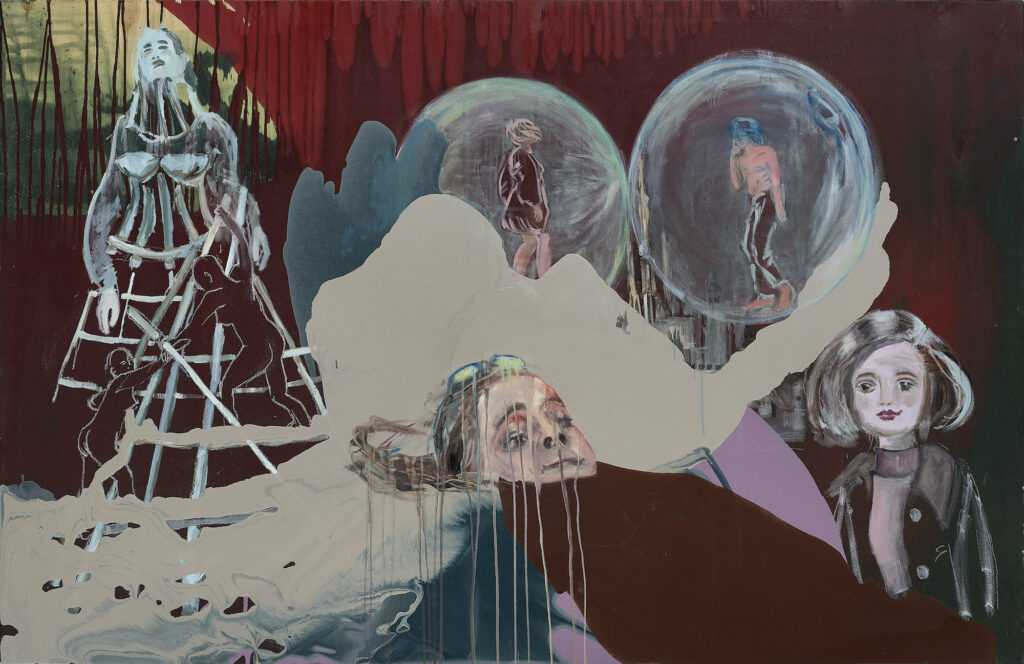 alltheseworlds, 119x185 cm, Mischtechnik auf Papier, 2024